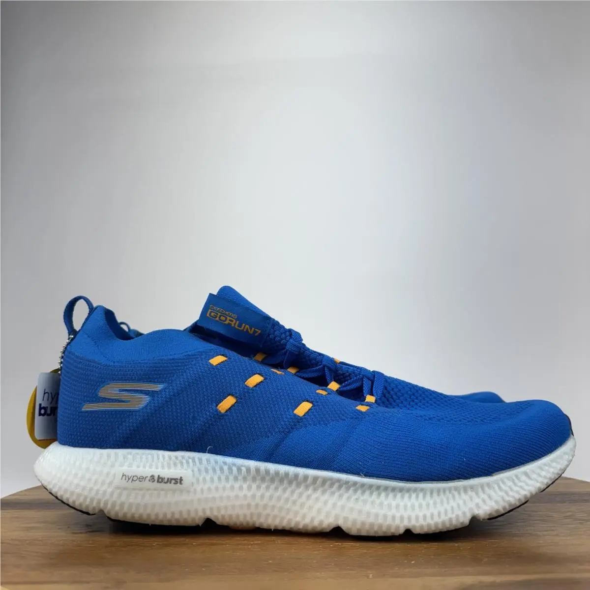 Mens Skechers Go Run 7 Blue Knit Athletic Running Sneakers Shoes Size 13
