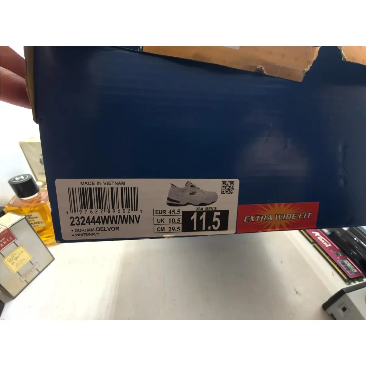 Skechers shoes - Skechers Relaxed Fit Durham - Relaxed Fit Durham - White Navy (UPC: 197627896021) 4