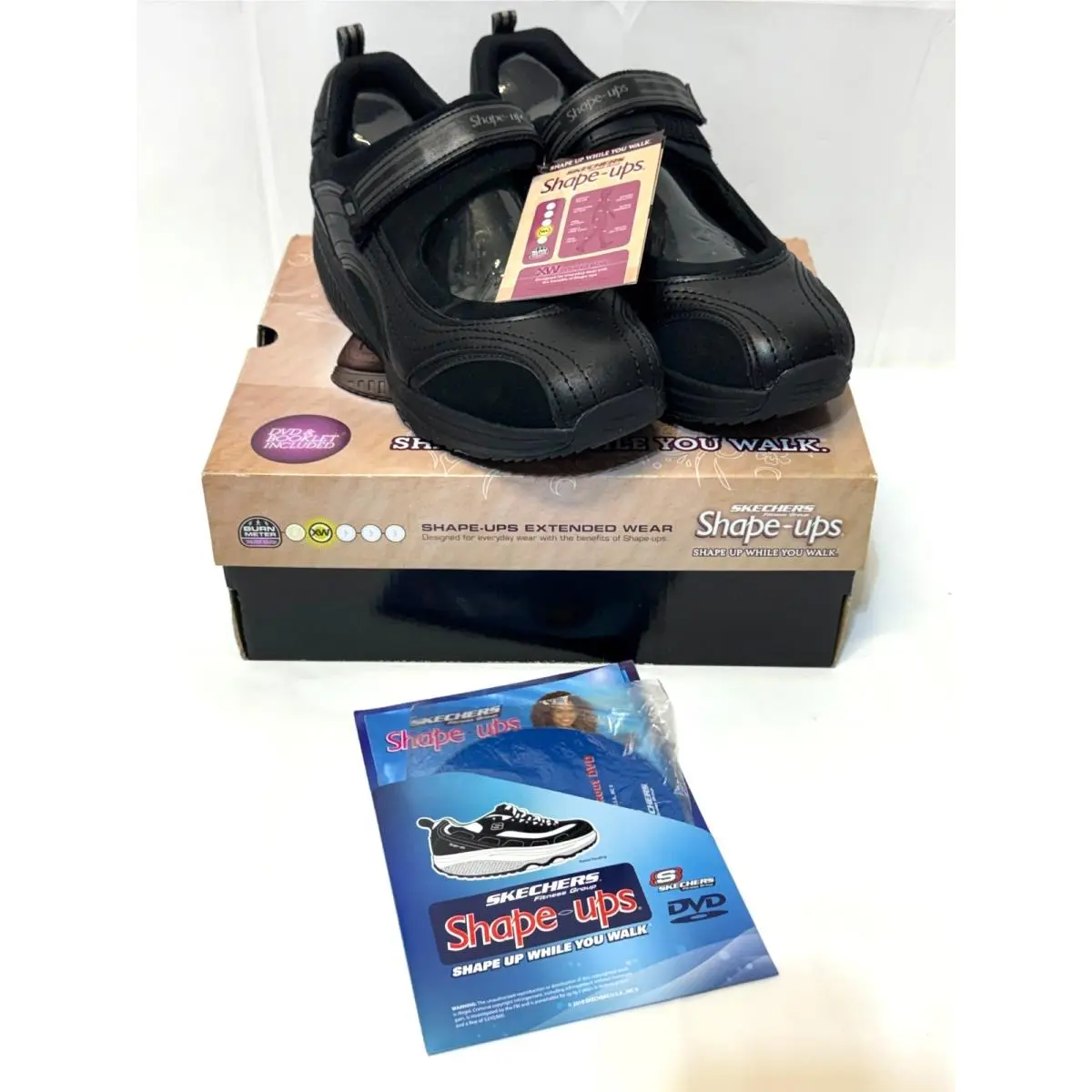 Skechers Shape Ups Sneakers Womens Sz 10 Black Leather Toning Shoes 24867