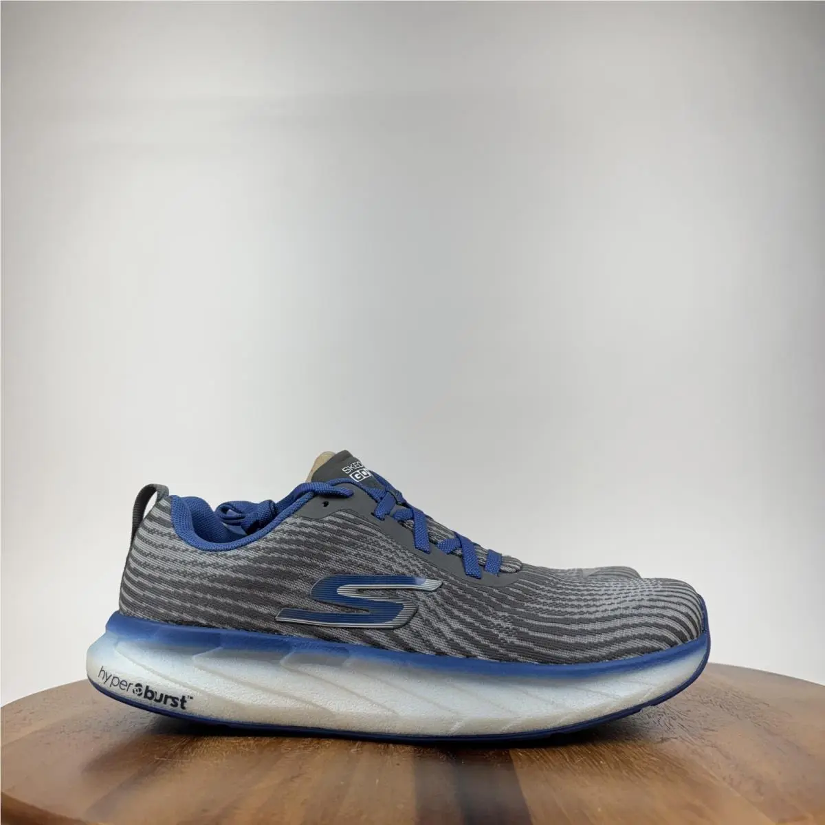 Mens Skechers Go Run Forza 4 Gray Blue Athletic Sneakers Shoes Size 9 M