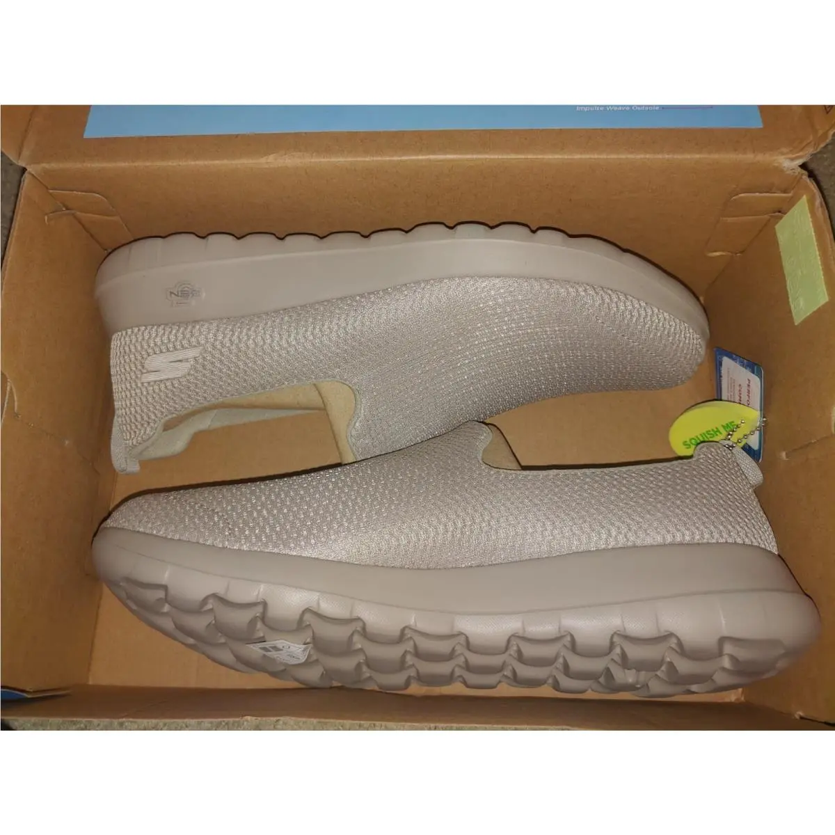 Skechers Go Walk Max - Athletic Air Mesh Slip On Walking Shoe Men`s Taupe 12M