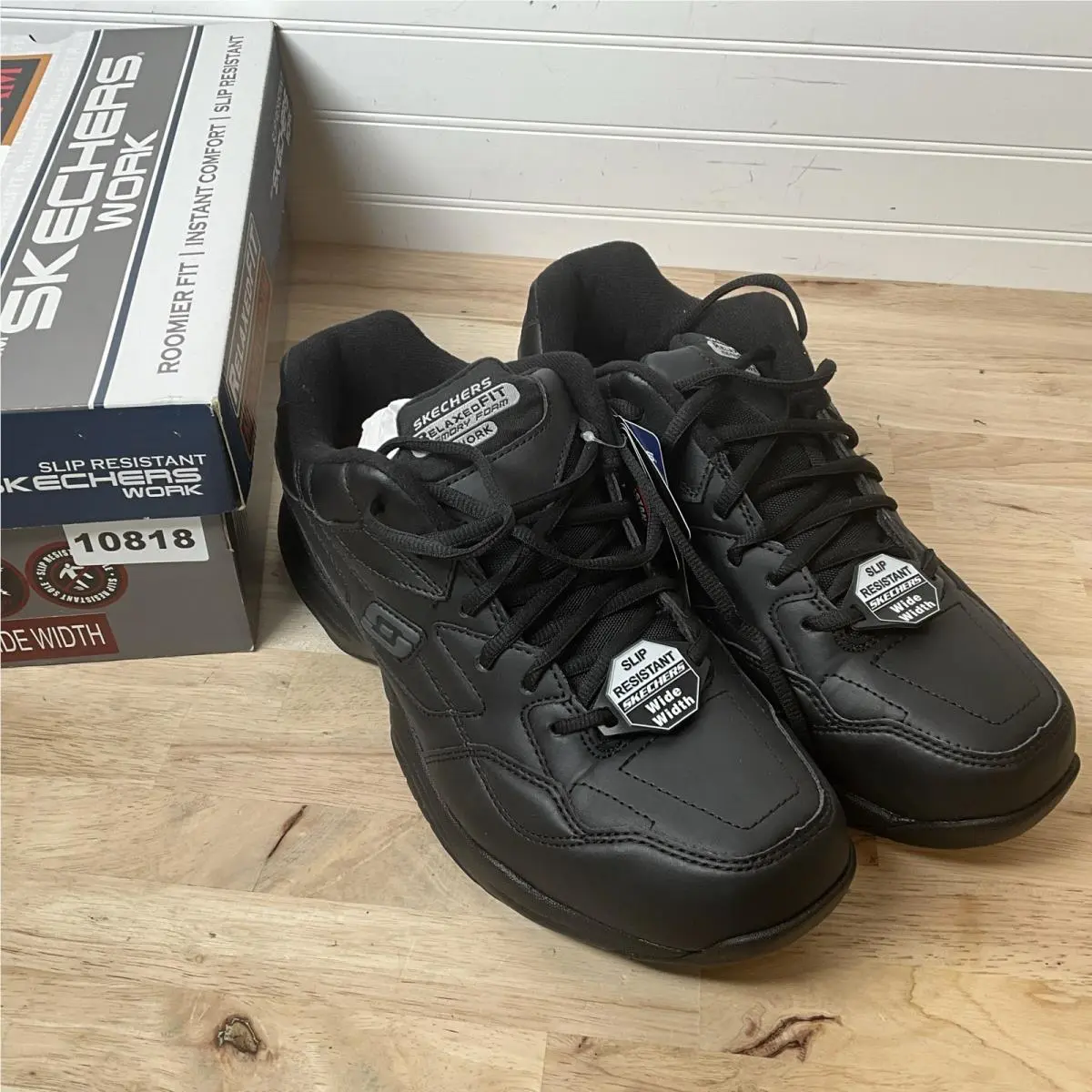 Skechers Mens Felton 77032EW Black Casual Working Shoes Sneakers Size 10.5EW