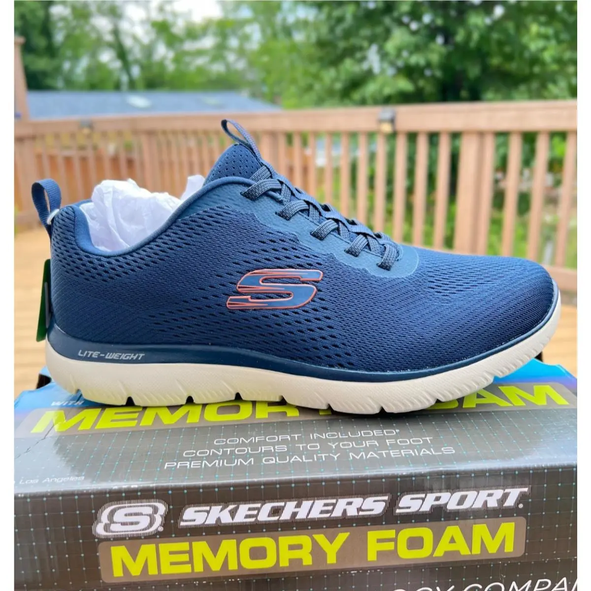 Skechers Men`s Summits Eckler 232963W/NVOR Walking Shoes in Navy Size 10