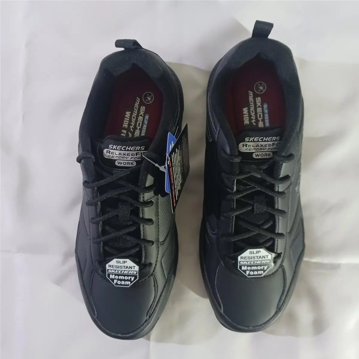 Skechers Work Shoe Mens 9 Black Wide Relaxed Fit Dighton EH Slip-resistant