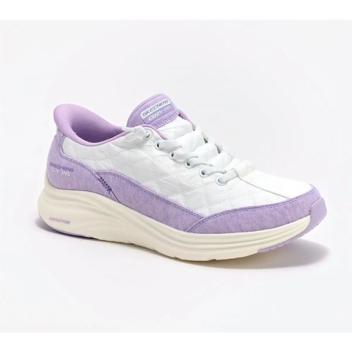 Skechers Slip-ins Contour Foam Cozy Fit Sneakers White Lavender 9/M