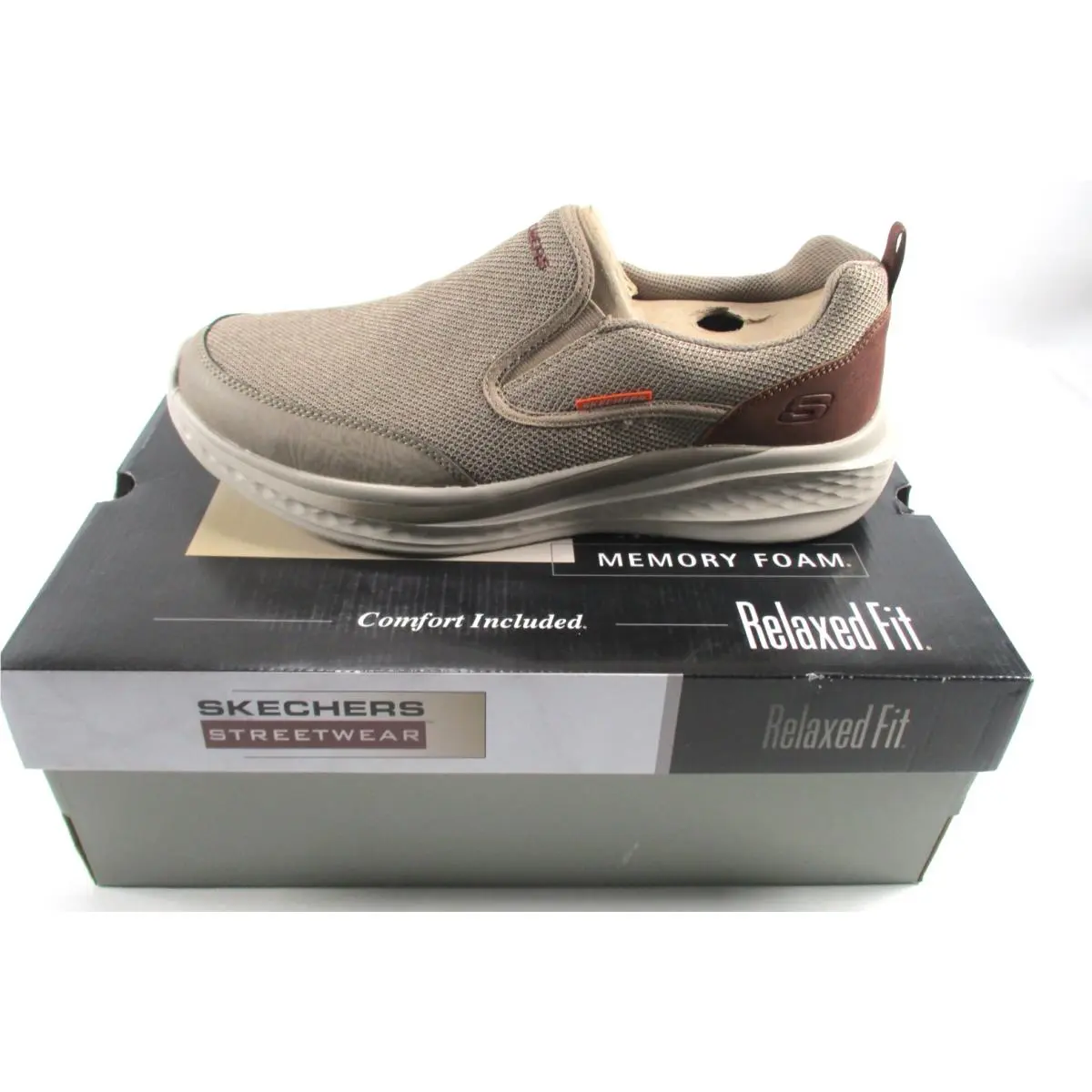 Skechers Slade Lucan Shoes Mens Sz 12 Khaki Tan Slip On Loafers Sneakers