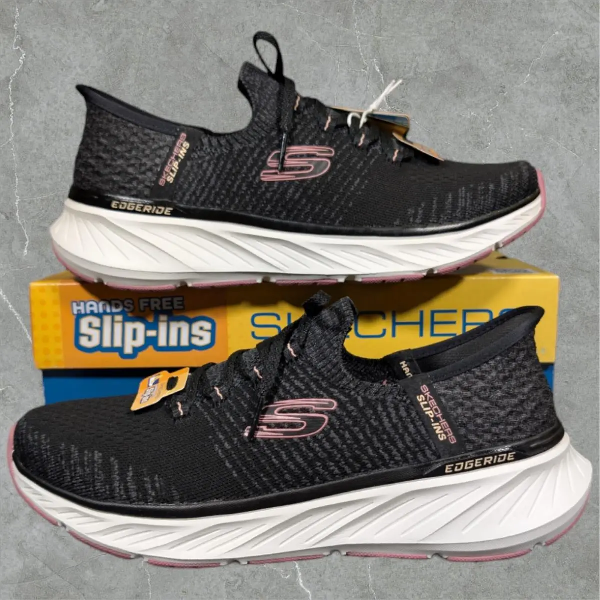 Skechers Hands Free Slip-in Shoe Edgeride Impression Women`s 9 Black Pink