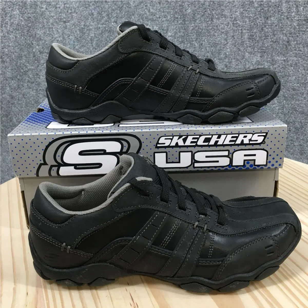 Skechers Shoes Mens 7 Diameter-vassell Sporty Lace Up Sneakers Black Leather