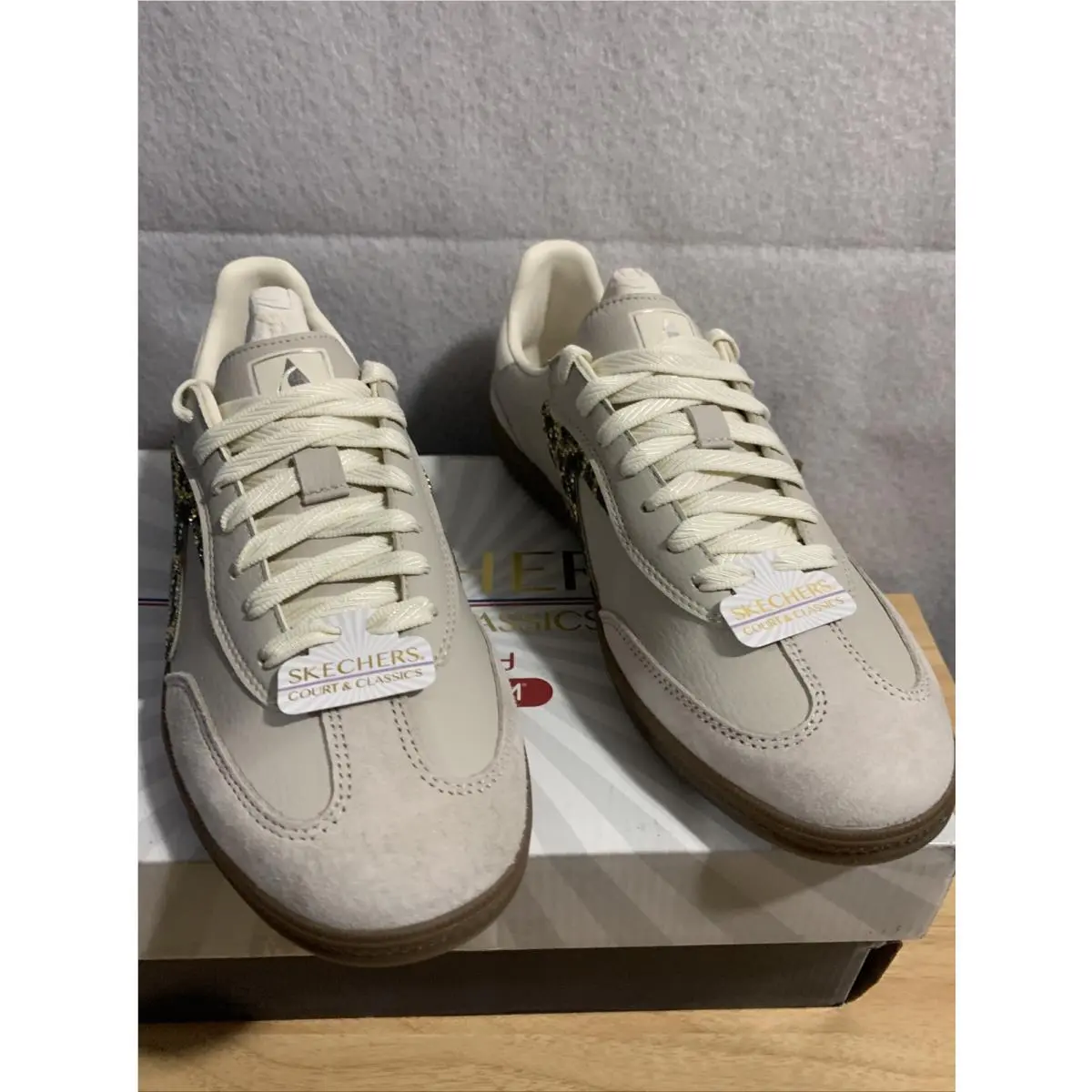 Skechers Hotshot Shimmering Spots Taupe Sneaker Women`s Size 9