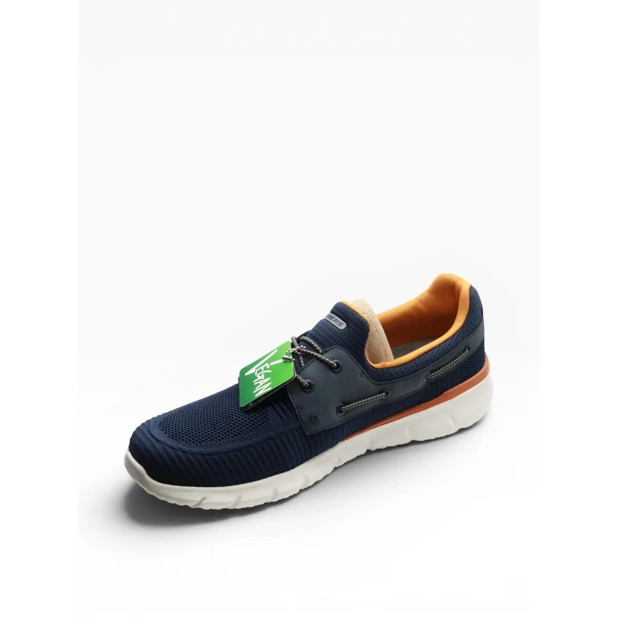 Sz 14 Wide Skechers Men`s Del Retto-clean Slate Knitted Bungee Slip On Navy