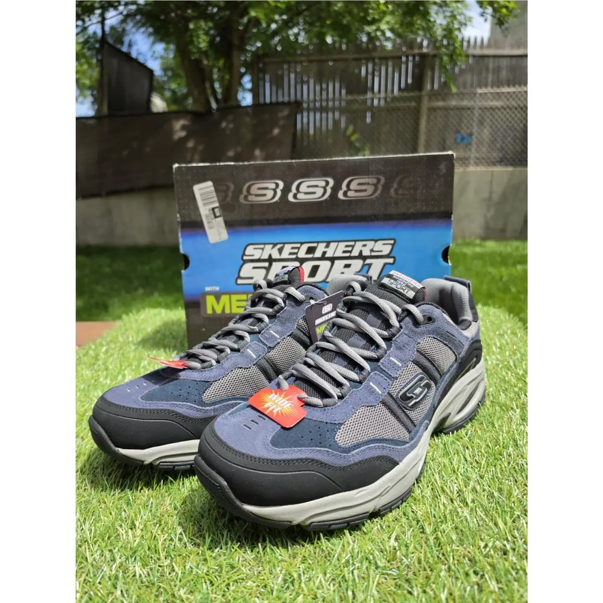 Skechers Sport Vigor 2.0 Trait Navy/gray Men`s Sz. 14 Wide Fit Shoes 51241EW