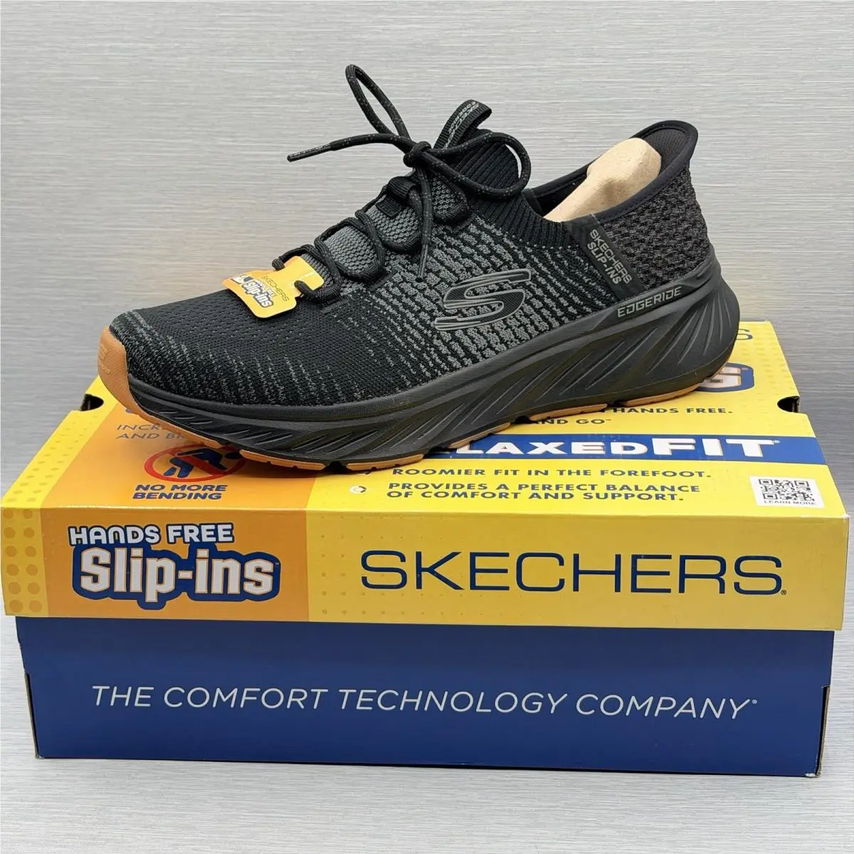 Skechers Men`s 10.5 Wide Sneakers Black Slip Ins Relaxed Edgeride Raygo 232932