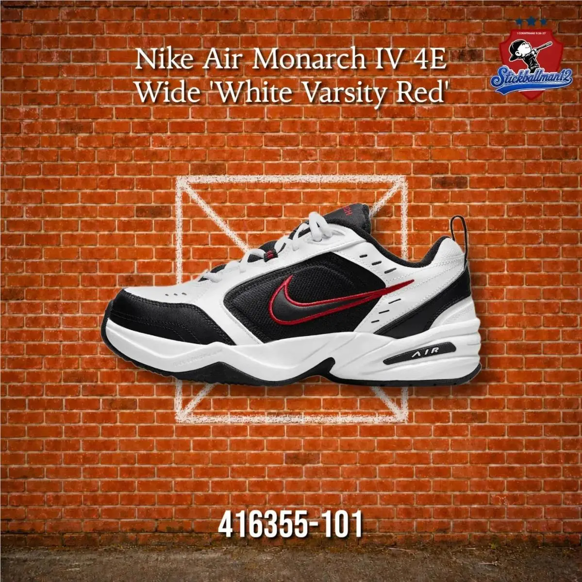 Air Monarch IV 4E Wide White Red - 416355-101 by Nike