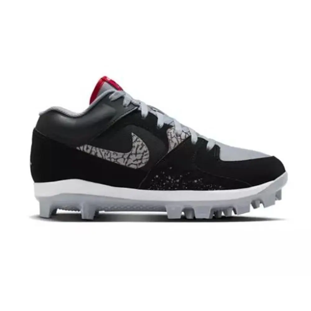 Mens Jordan Stadium 90 Low TD Baseball Cleats HQ0211-060 Black/fire Red/grey