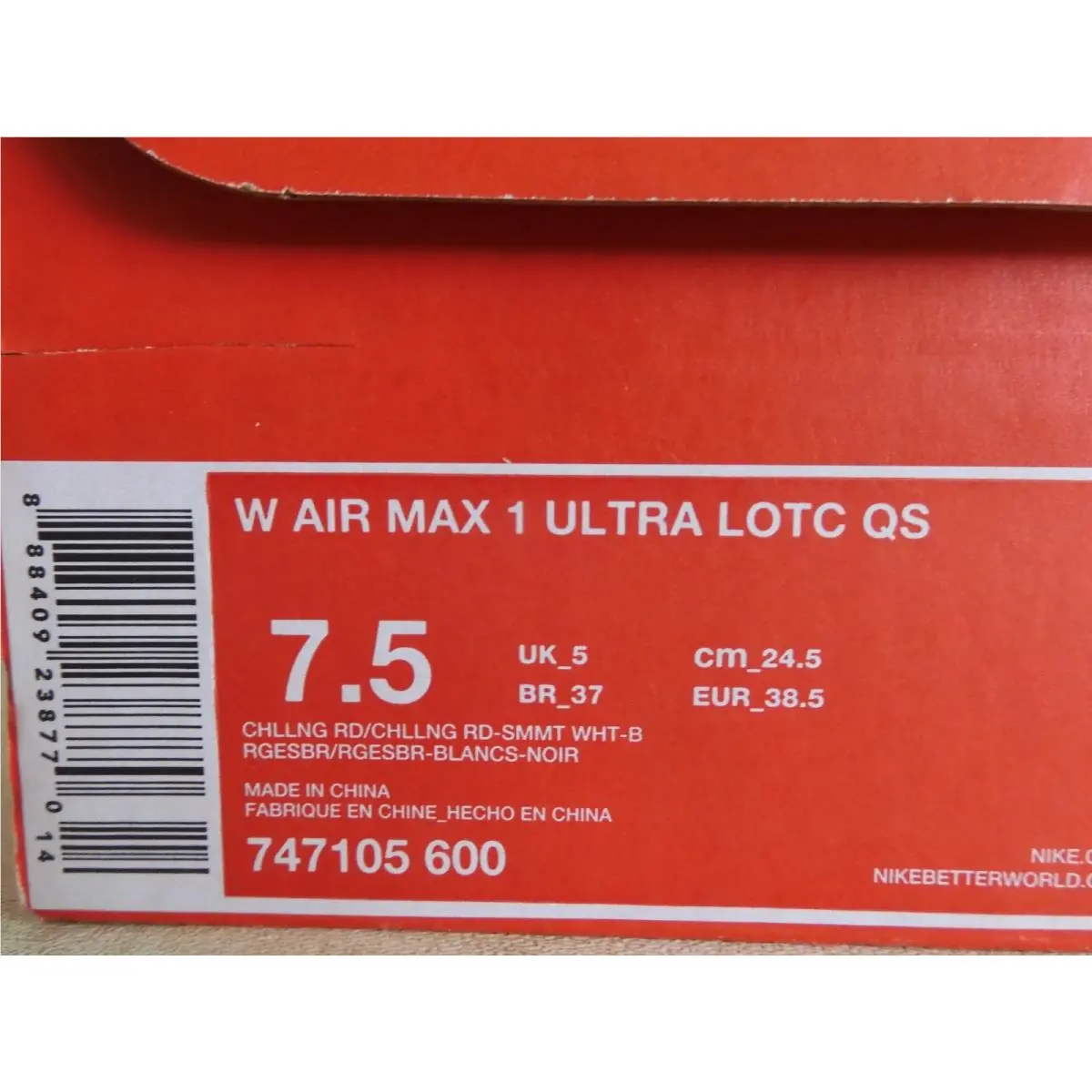 Nike shoes - Nike Air Max 1 - Air Max - 747105-600 - Red 34