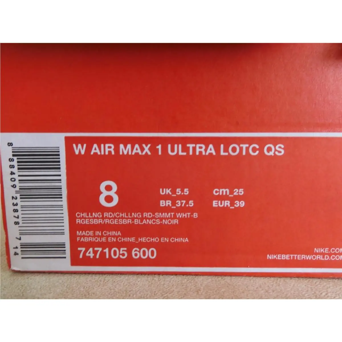 Nike shoes - Nike Air Max 1 - Air Max - 747105-600 - Red 43
