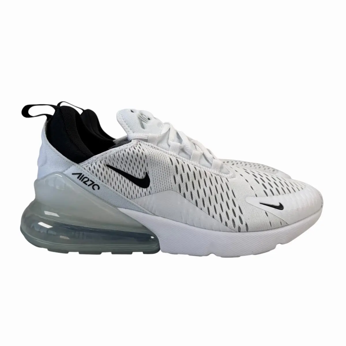 Nike Air Max 270 White Black Shoes AH8050-100 Men`s Size 10 - White