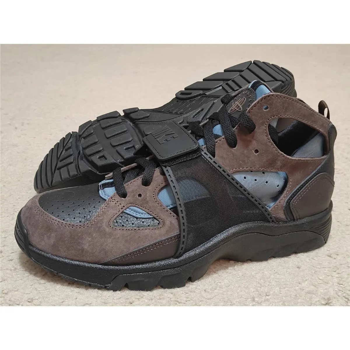 Nike Air Trainer Huarache Baroque Brown Blue Men`s Shoes IB0497-001 Multiple Sz