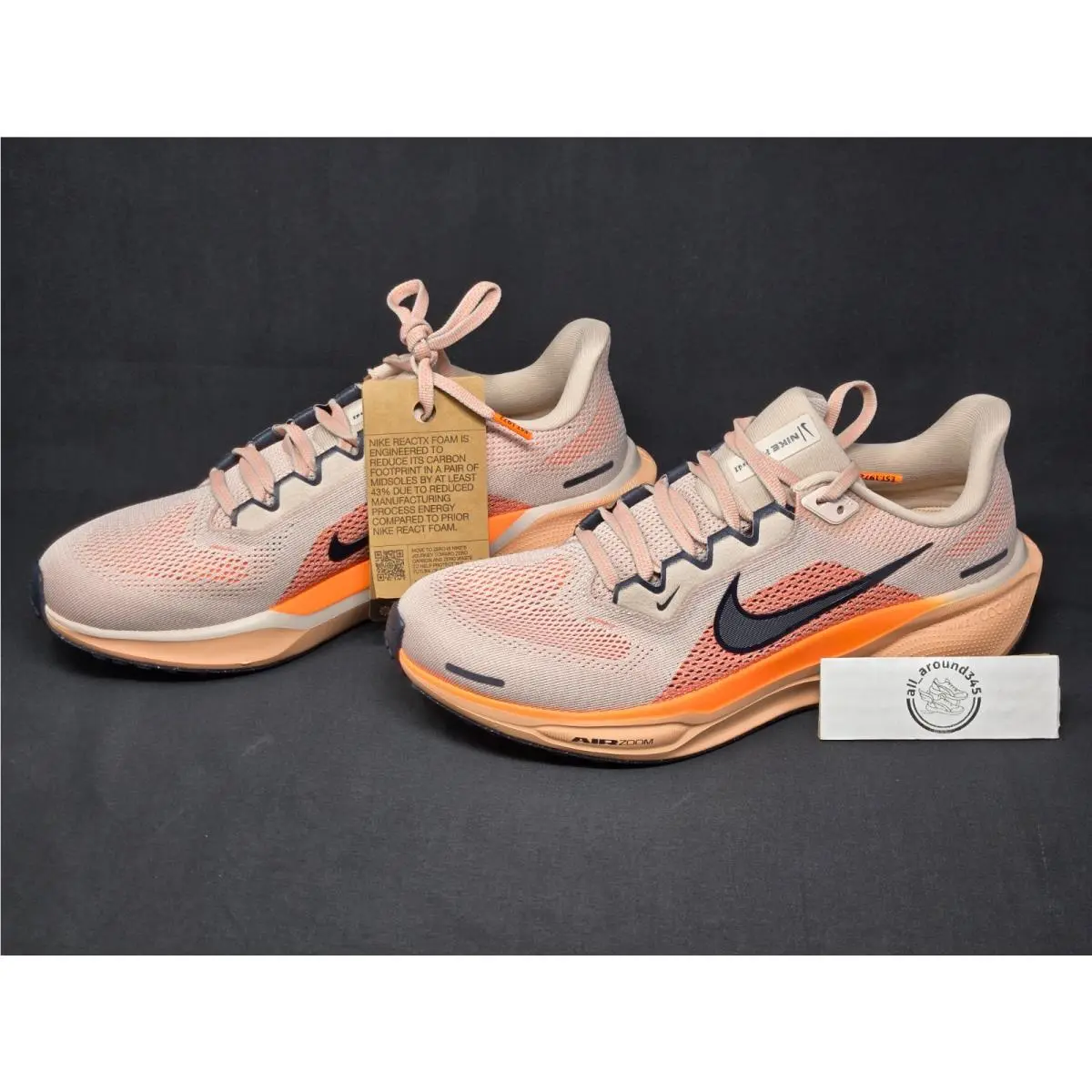 Nike Air Zoom Pegasus 41 Mens Size 8 Coral Orange Navy Blue Shoes FD2722-201 Nby