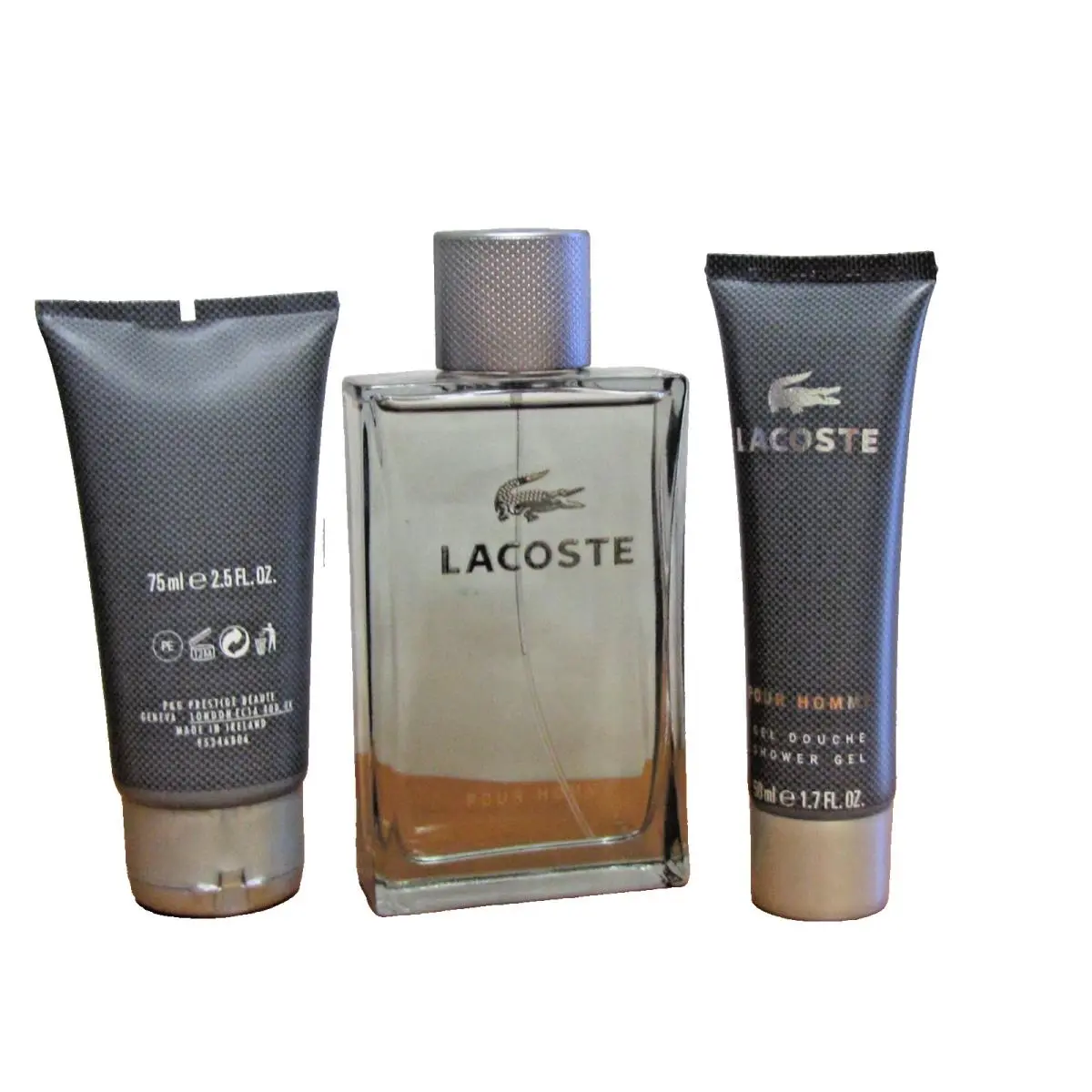 Lacoste Pour Homme Men Cologne Set 3.4oz Edt Spr + 2.5 oz A/s /B+1.6OZ Gel Rare
