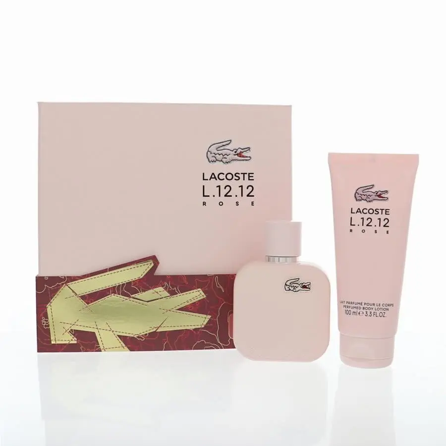 Lacoste Ladies L.12.12 Eau De Parfum Rose Body Lotion Gift Set Fragrances