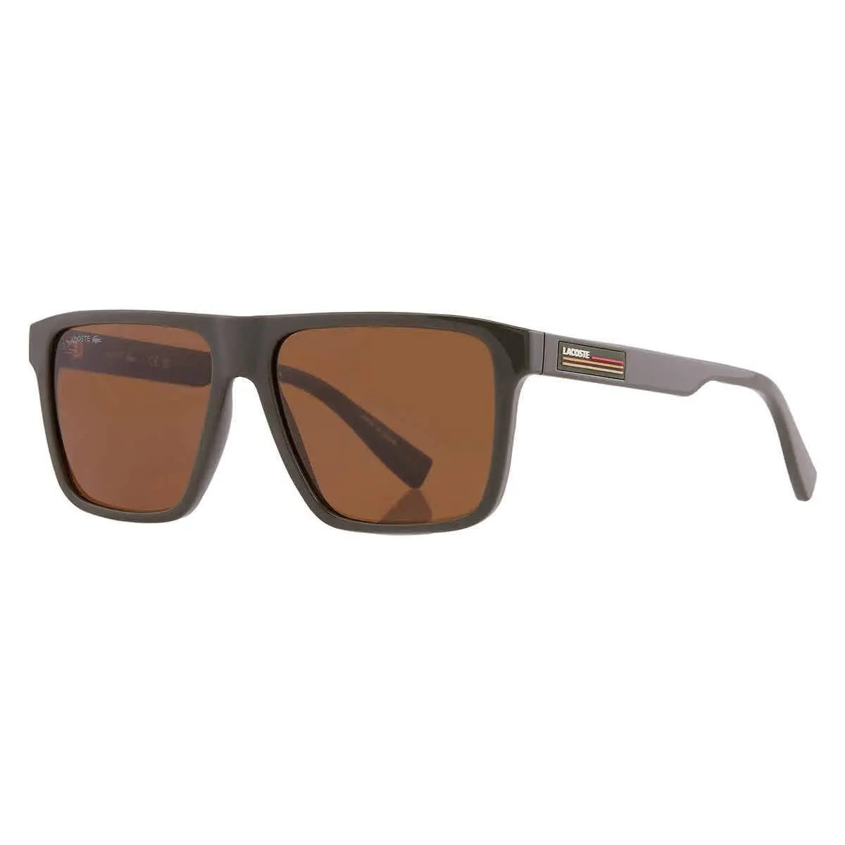 Lacoste Brown Square Men`s Sunglasses L6027S 275 57 L6027S 275 57