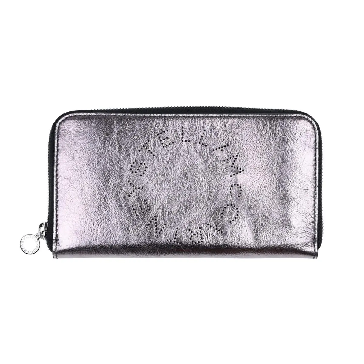 Stella Mccartney 307549 Zip Arroun Medium Logo Wallet Ruthenium Metallic 7.75x4 by Stella McCartney