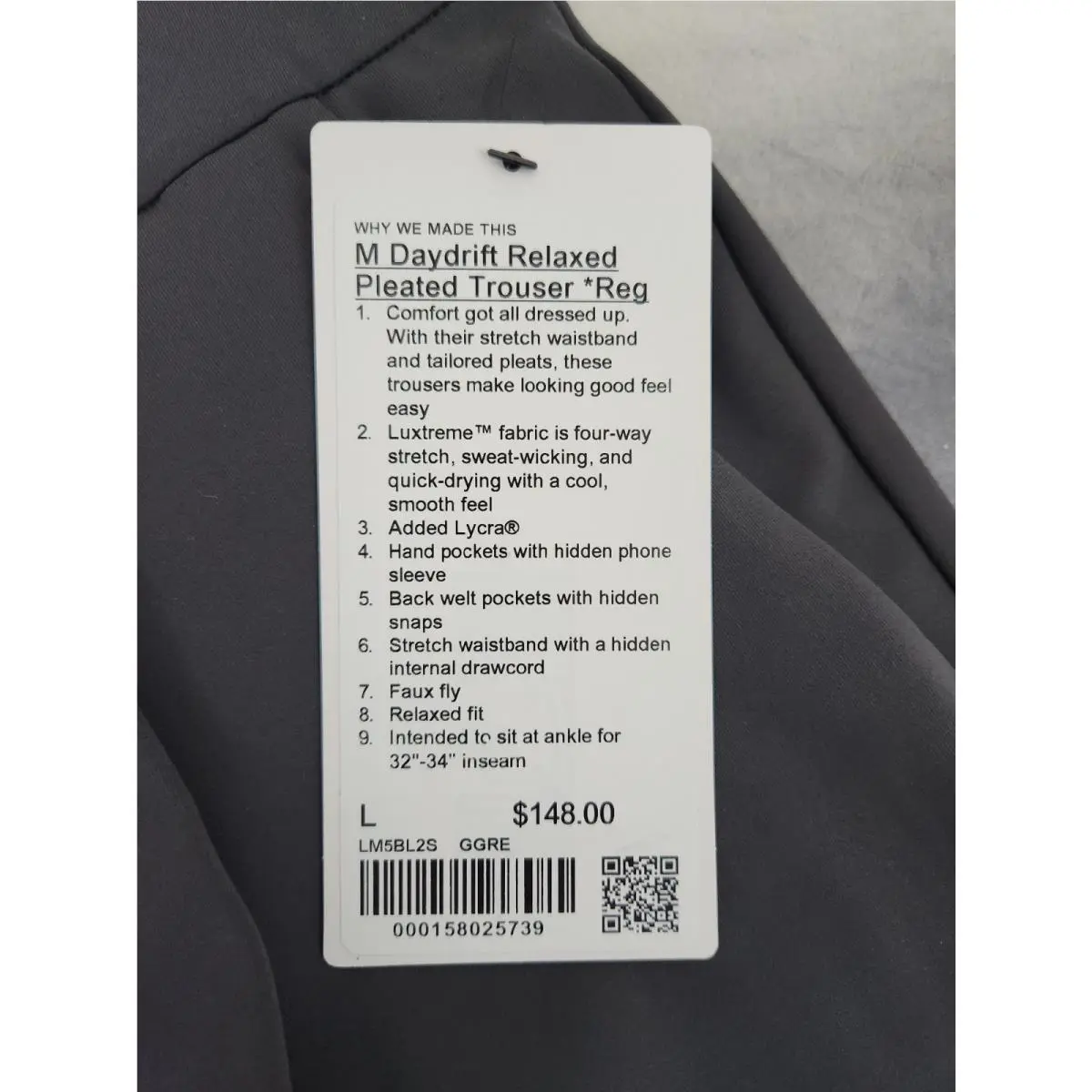 Lululemon clothing - Graphite Grey 4
