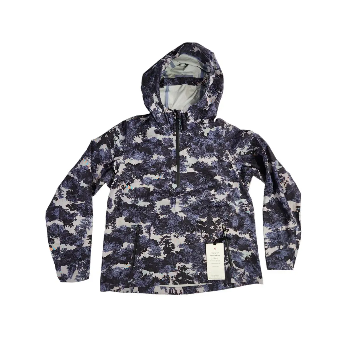 Lululemon Waterproof Hiking Half-zip Pulloverpsychedelic Toile Peri Purple Sz 8