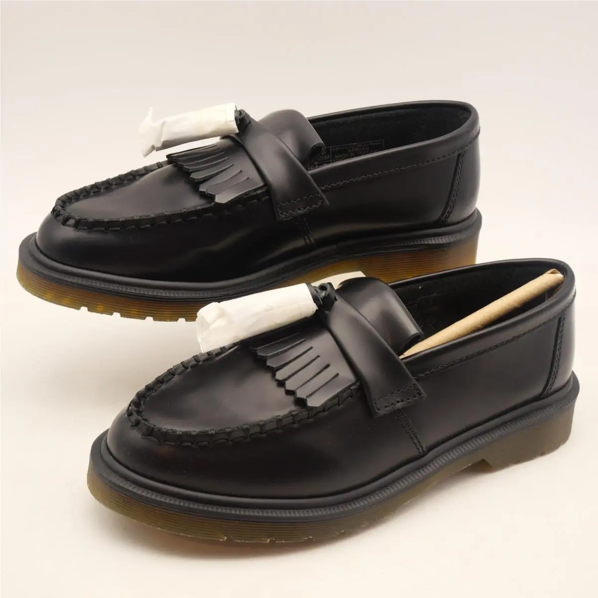 Dr. Martens Women`s 8 Adrian Tassel Loafers Smooth Black Leather Men`s 7