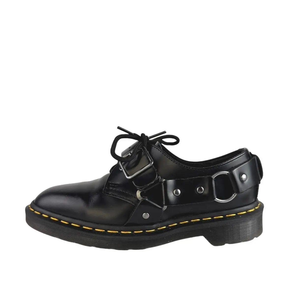 Dr. Martens Henree Unisex Polished Smooth Leather Buckle Lace Up Shoes Sz 6