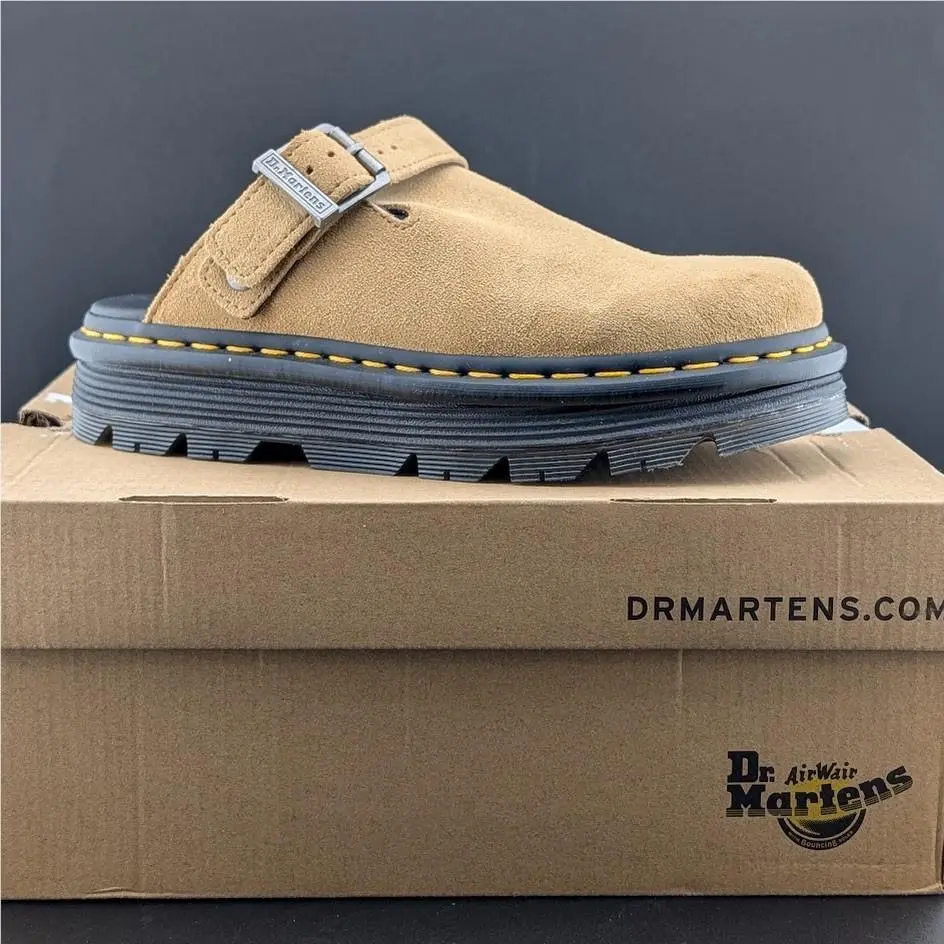 Dr. Martens Zebzag Mule Shoes Womens 7 Tan/beige Suede Slingback Platform Doc
