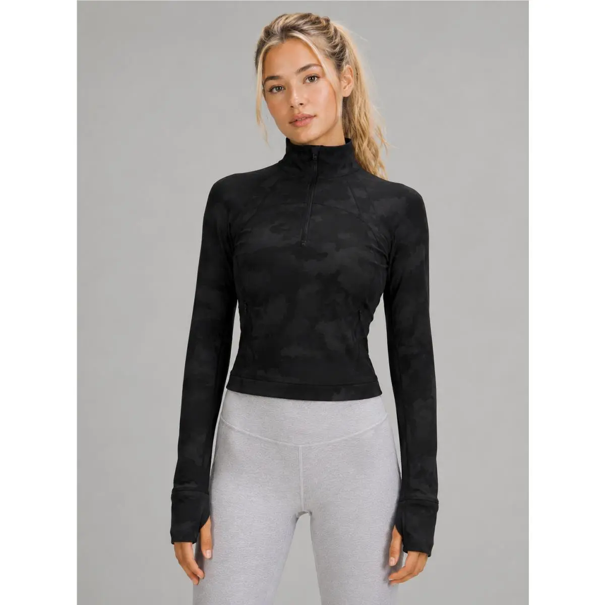 Lululemon Its Rulu Run Cropped Half-zip Heritage 365 Camo Deep Coal Multi Size 6
