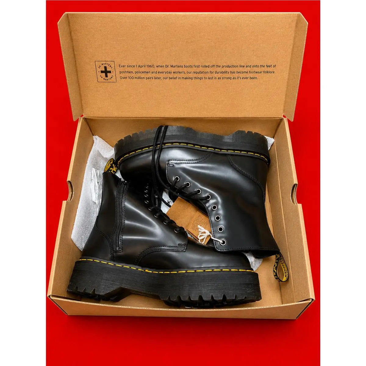 Dr. Martens Jadon Black Polished Smooth Platform Boots Men’s US 12 UK 11 EU 46