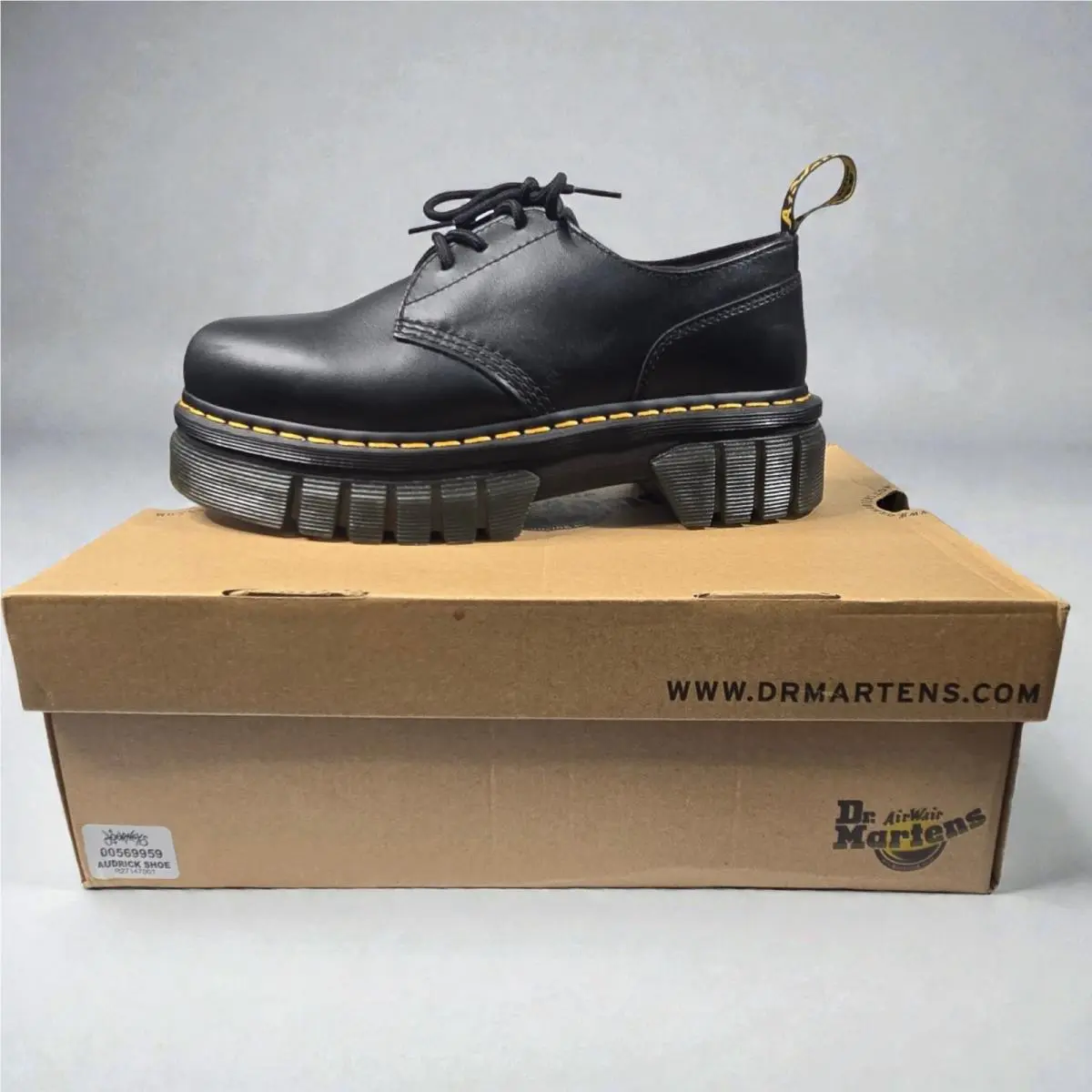 Dr. Marten Audrick 3-eye Platform Lace Up Shoe Nappa Lux Black Leather Size 10