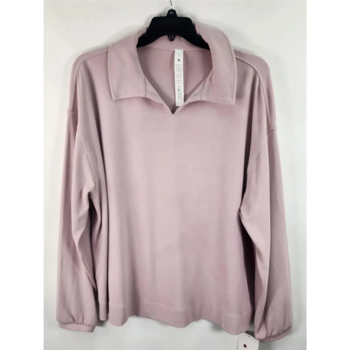 Lululemon Softstreme Pique Oversized Top Women`s XL Polo Pink Athleisure Yoga
