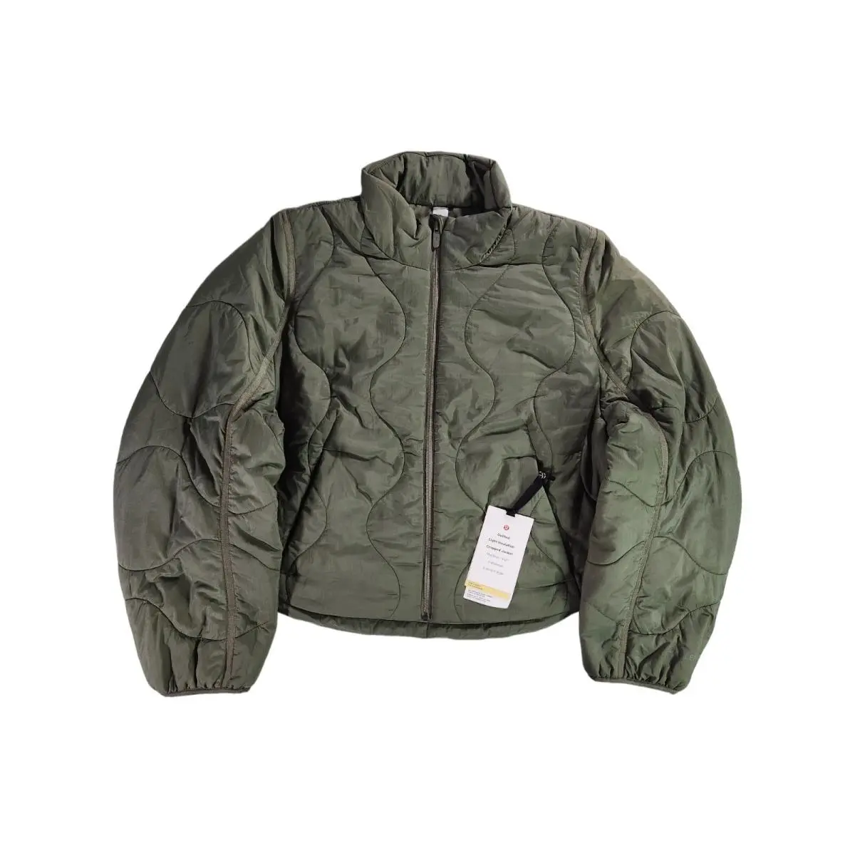 Lululemon Quilted Light Insulation Medium Olive Green Cropped Jacket Women`s 12