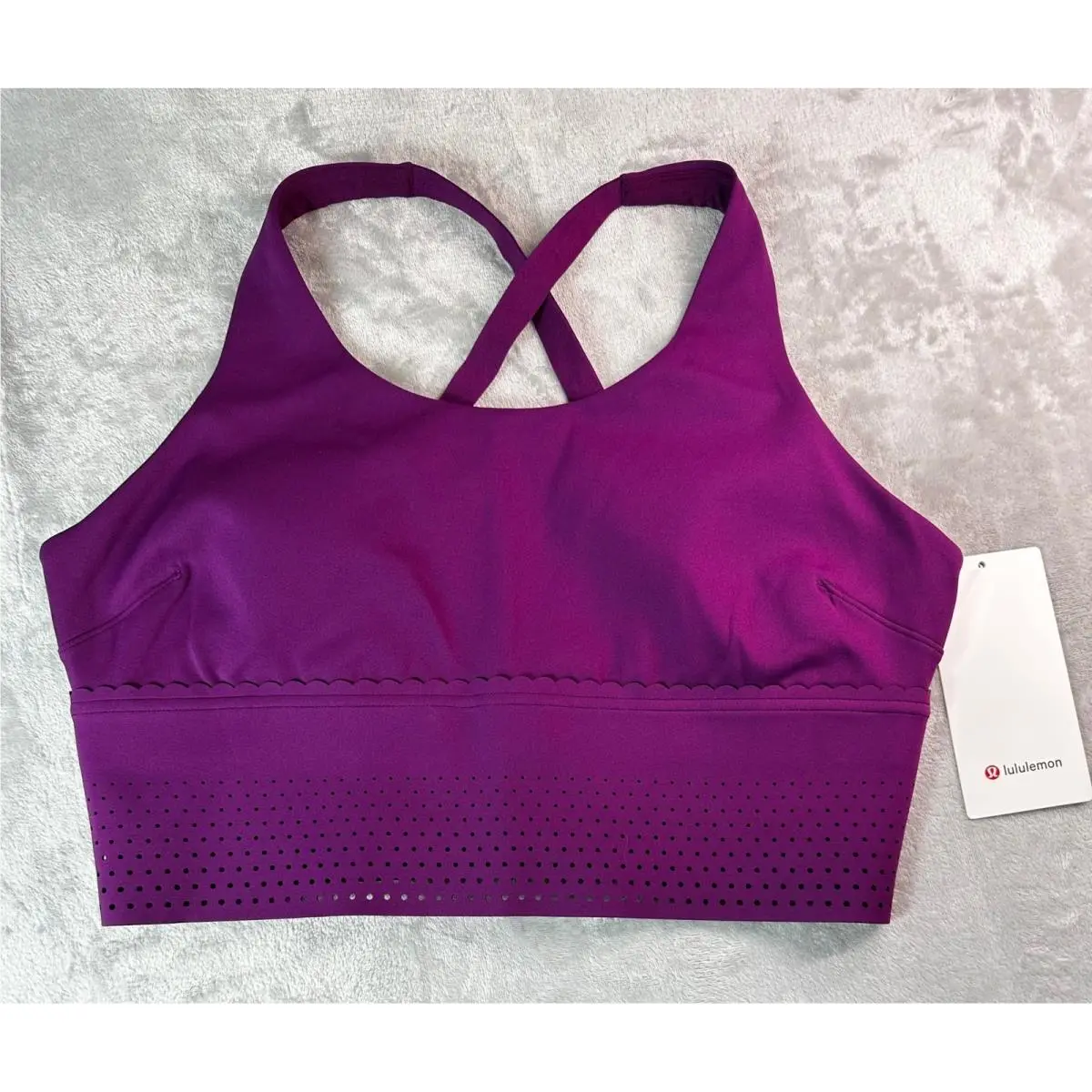 Lululemon Ventilated Tennis Tank XL Ultra Plum Purple Shelf Bra Scalloped