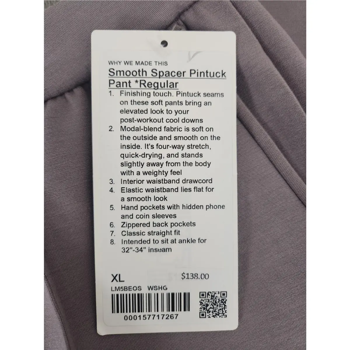 Lululemon clothing - Warm Ash Gray 8
