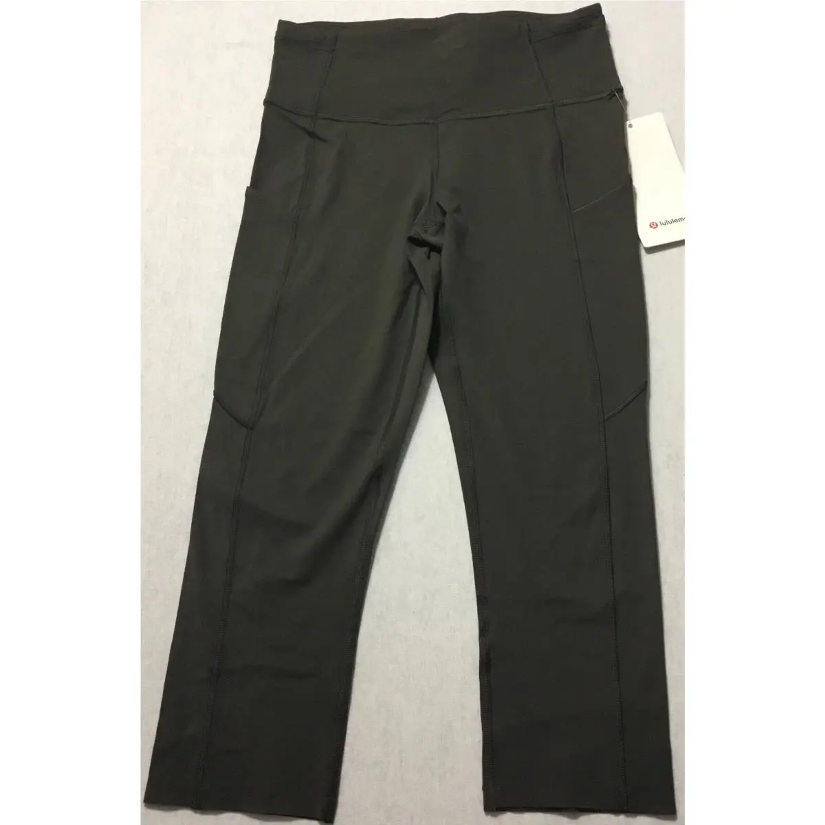 Lululemon Women Fast Free HR Crop 19” LW6BCUS Dkov Olive Green Size 6