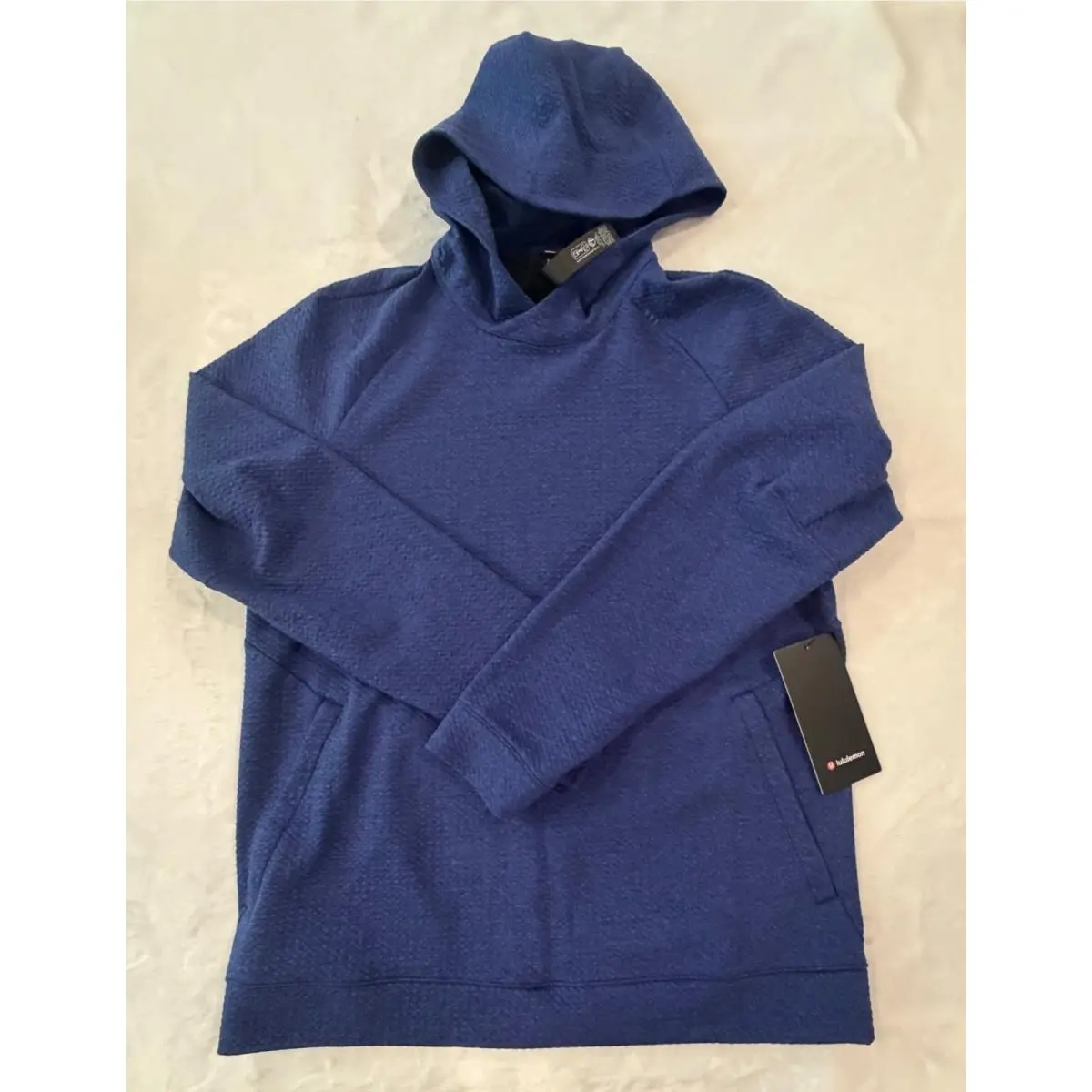 Lululemon Ease The Day Textured Blue Hoodie Cotton Blend Zip Pockets Size L