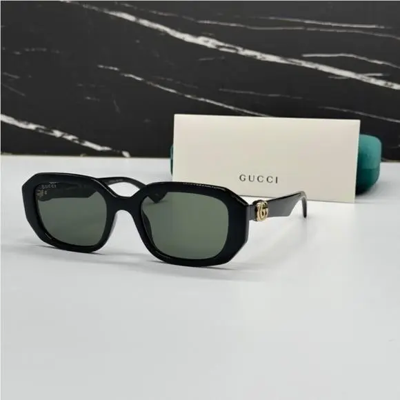 GG1535S 001  Black Grey Geometric Women Sunglasses  by Gucci