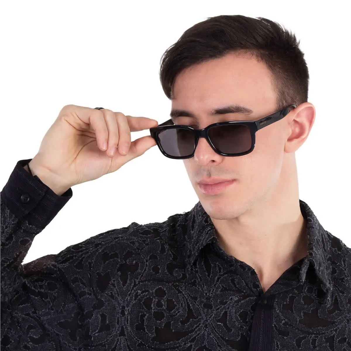 Grey Rectangular Men`s Sunglasses GG1583S 001 56 GG1583S 001 56 by Gucci