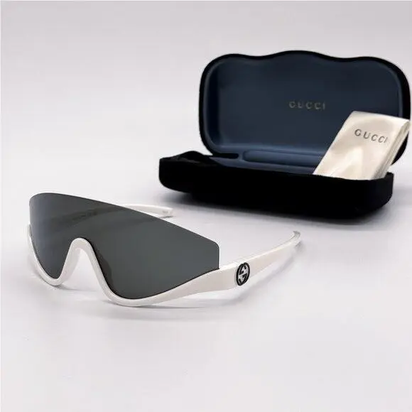 Gucci GG1650S 007 Shield White Gray Unisex Sunglasses Gucci