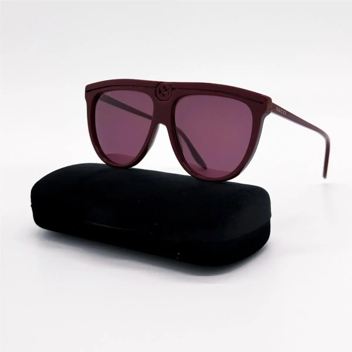 Gucci GG0732S 003 Burgundy Shield Unisex Sunglasses