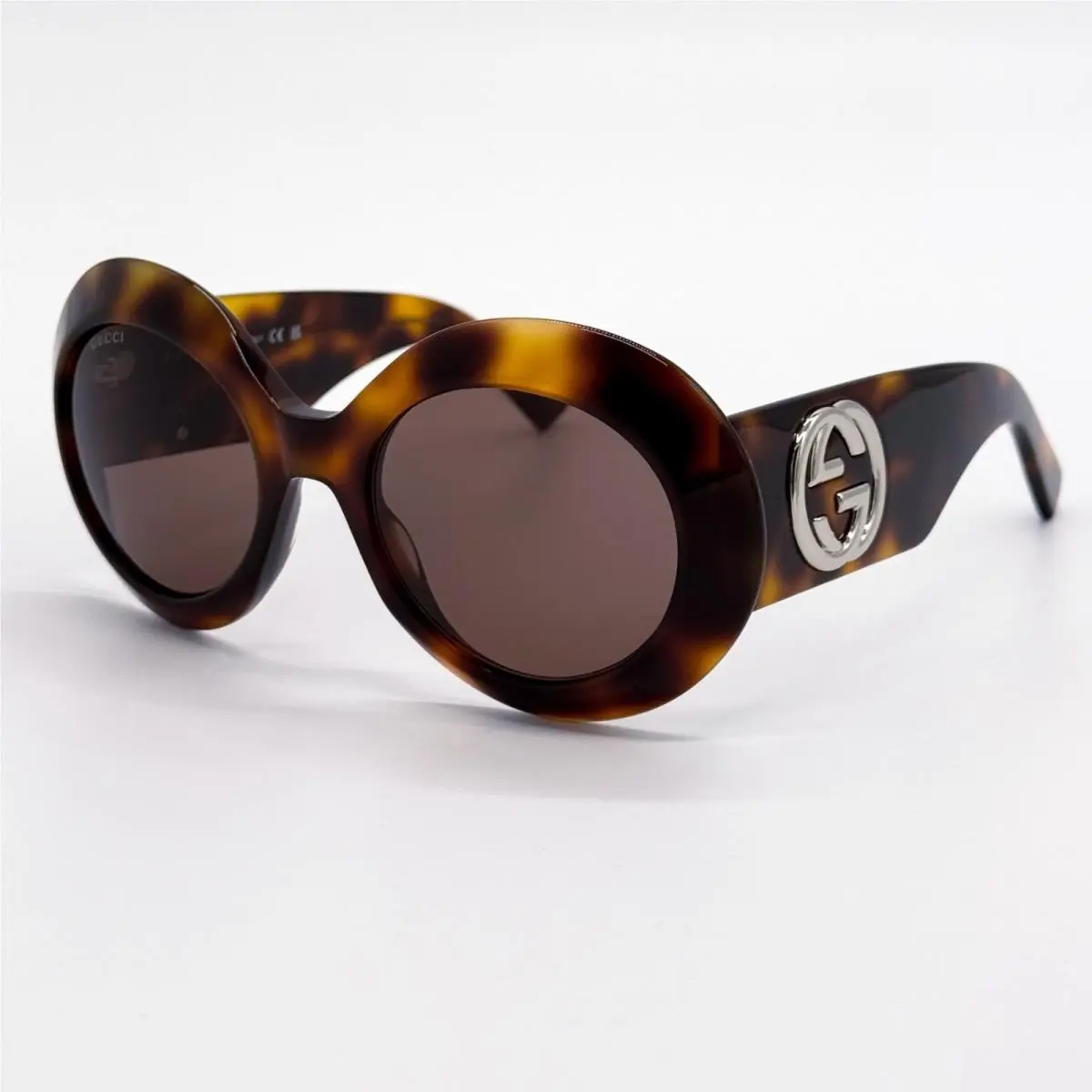 Gucci GG1647S 009 Havana Brown Round Oversized Sunglasses Women