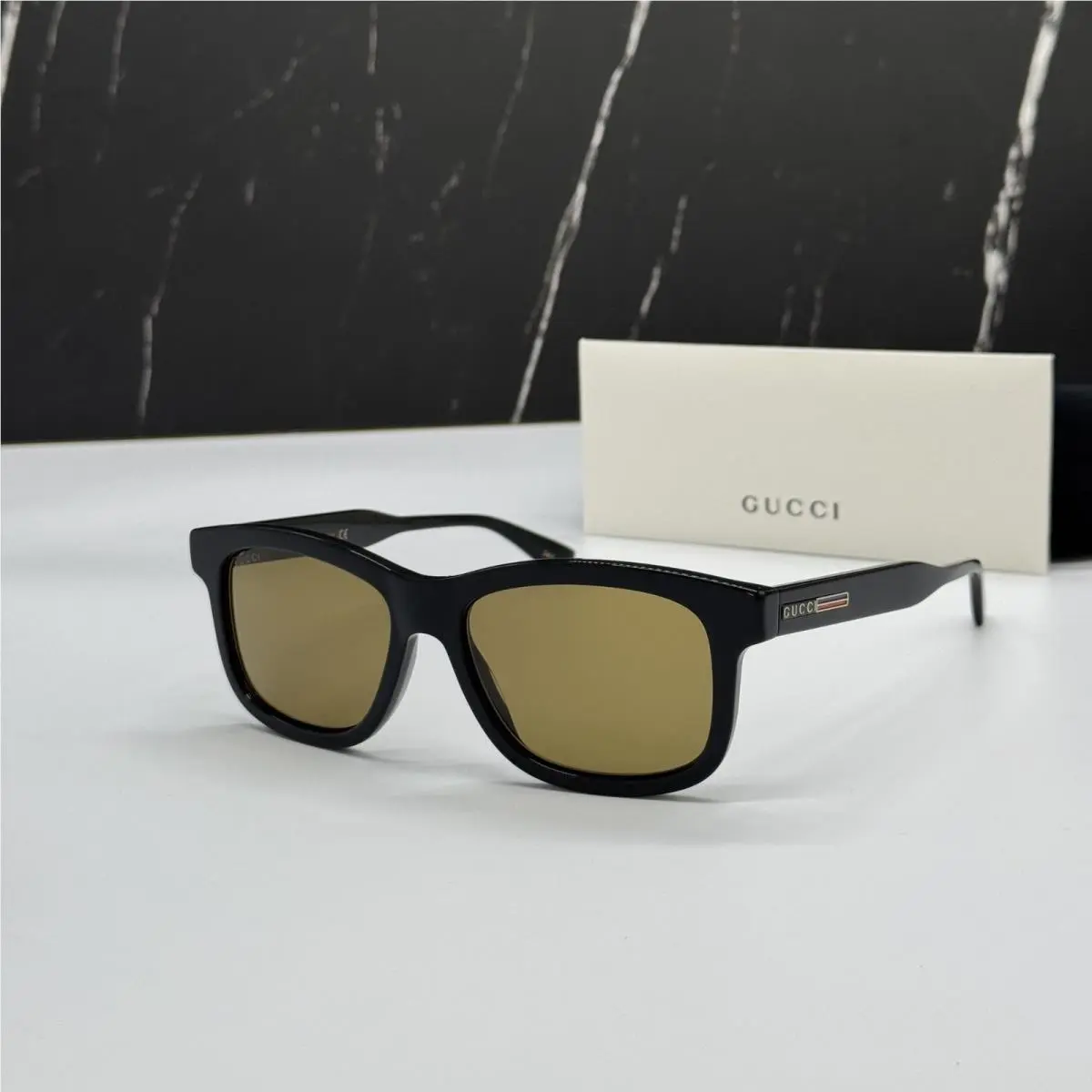 GG0824S 006 Black Green Square Men Sunglasses by Gucci
