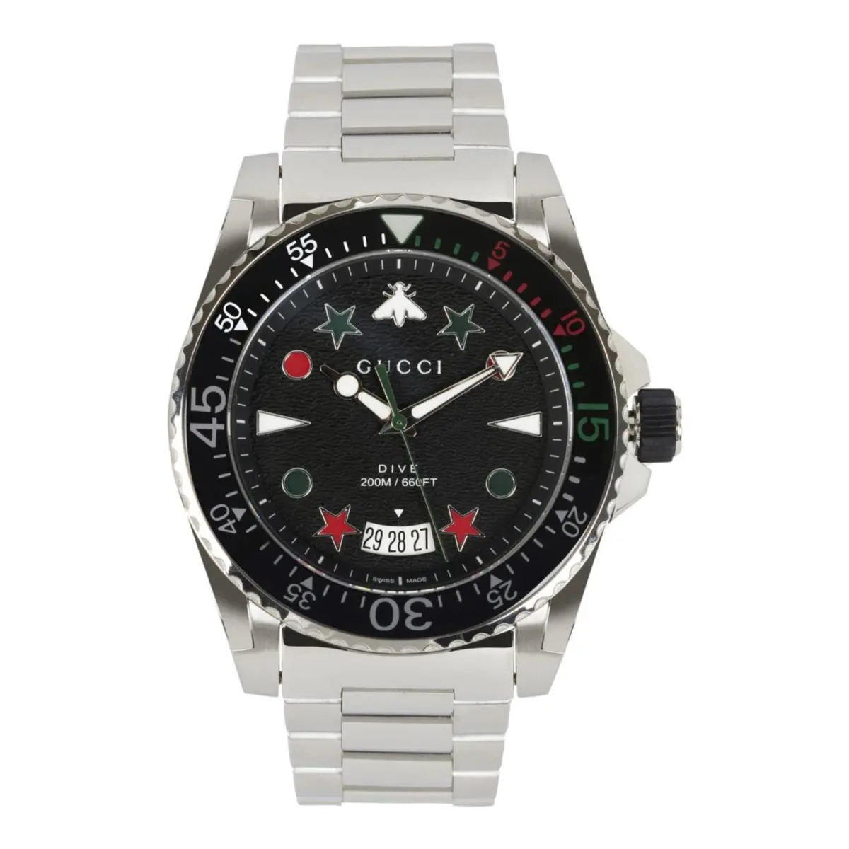 Gucci Mens Stainless Steel 45mm Bracelet Fashion Watch