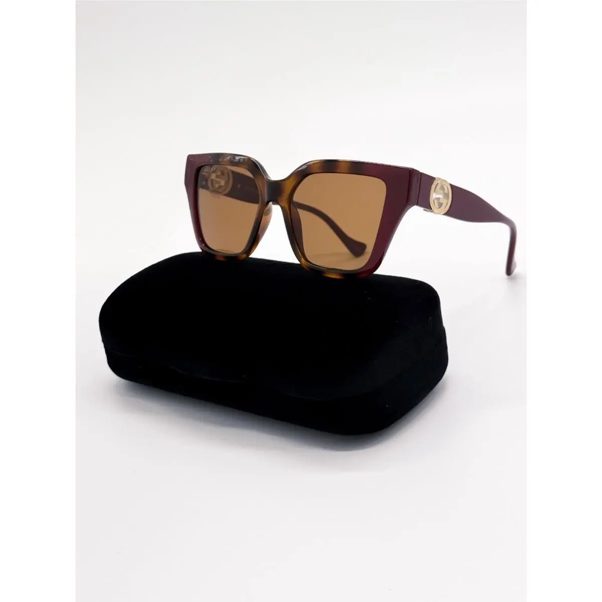 Gucci Sunglasses GG1023S 003 Havana/burgundy Women Eyewear