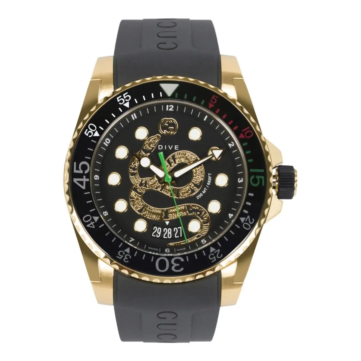 Gucci Mens Gold 45mm Strap Fashion Watch